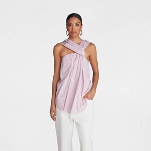 KBB by KAHLANA x Target S Small The Twist Neck Shirt Pink Striped Sleeveless Top
